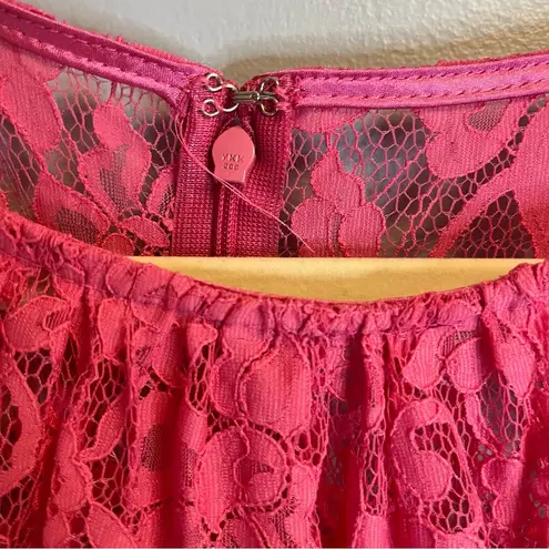 Monique Lhuillier ML Dress Hot Pink Lace Overlay Semi Formal Dress Sz 8 EUC