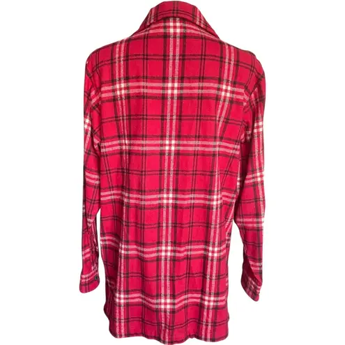 Mountain Lake Red Plaid Flannel Full Zip Shacket Size M