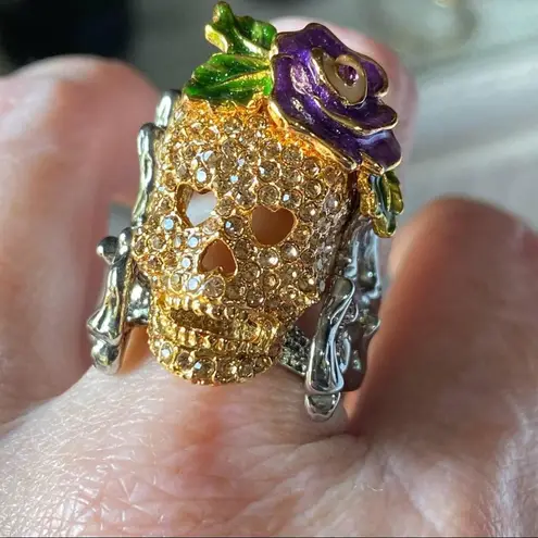 Crystal Skull Multicolor Ruthenium Ring Multiple