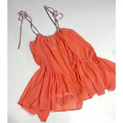 Free People  Intimately Bali Sweet Nothing Slip Mini Dress Nightwear XS Coral