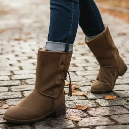 Abeo Blaine Suede Shearling Boots GUC Size 9 S3977 Tan