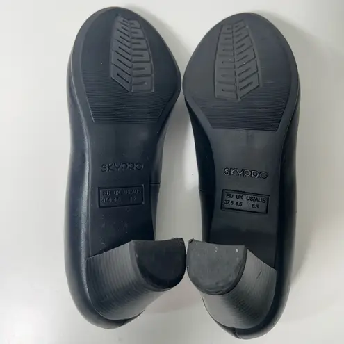 Skypro Anesia Machado II Flight Attendant Cabin Crew Slip On Leather Pumps Heels Black Size 6.5