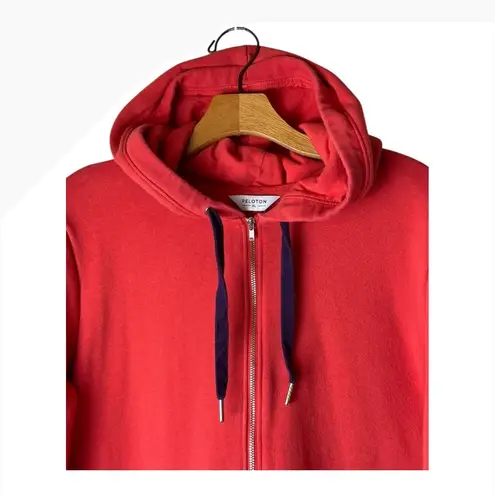 Peloton Jacket Women XL Red Full Zip Hoodie Sweatshirt Logo Graphic Athletic