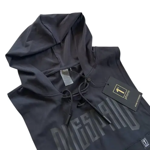 1st Phorm NWT Duespaid Lace Up Neck Cut Off Sleeveless Hoodie Women’s Size M Black Size M