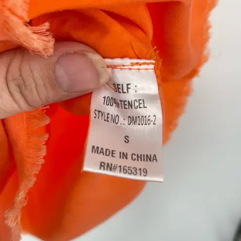 Day+Moon Sunburst Orange Short Sleeve Quiet Luxury Tunic Shift Mini Dress Small