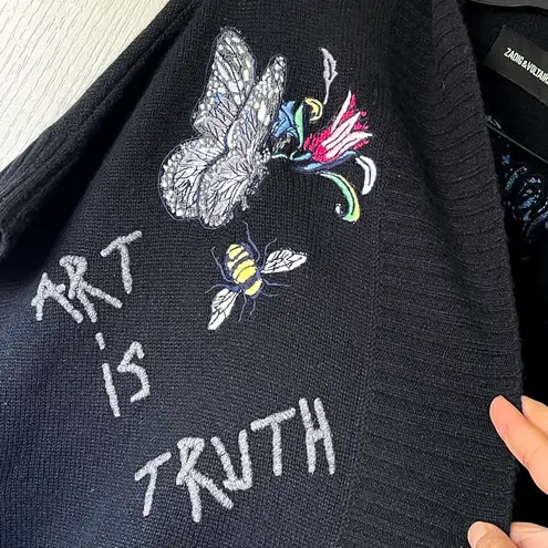 Zadig & Voltaire Indiany Embroidered Cashmere Cardigan Multicolor One Size EUC