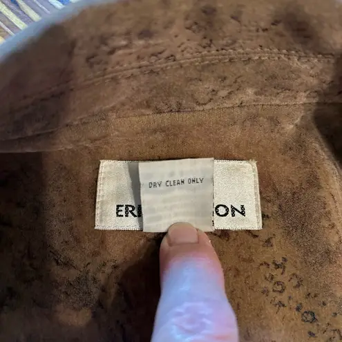 Erin London Faux Suede Snakeskin Print Women's Blazer Brown Size L