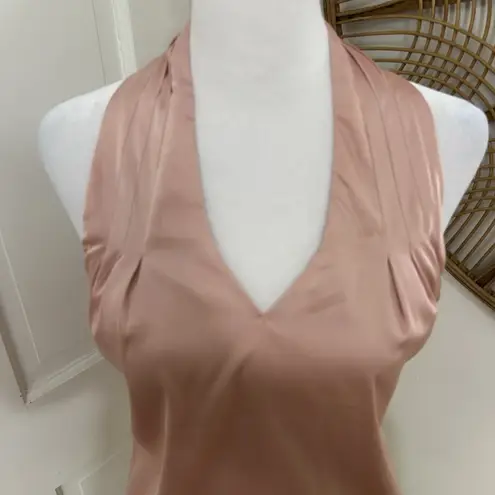 Superdown Halter V Neck Satin Top Sz XS Pink Flowy Feminine Coquette