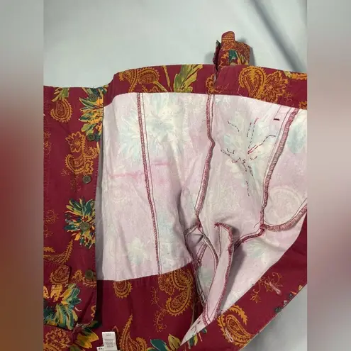 Coldwater Creek Women’s Red Floral Bead Jean Jacket Floral Collar Button Med