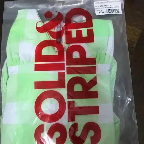 Solid & Striped NIP Olympia Pistachio Gingham Reversible One Piece Swimsuit S