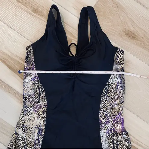 1Pc Swimsuit Ladies Tank Black Printed Side With Adjustable Back Tie Size XXL