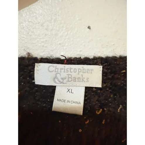 Christopher & Banks 2000s Brown V-Neck Sweater size XL