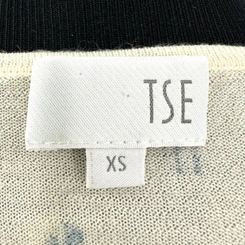 TSE | XS | 100% Cashmere Abstract Round Neck Long Sleeve Fitted Pullover Sweater