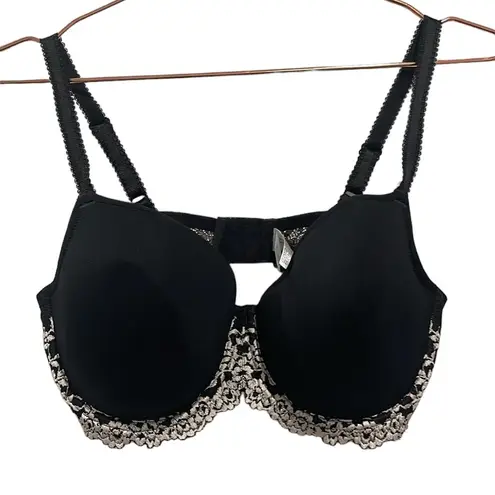 Wacoal  black bra with a white lace accent. Size 38DD