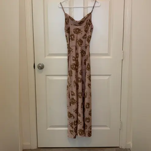 Grade & Gather Floral Slip Dress in Pink and Brown. Size