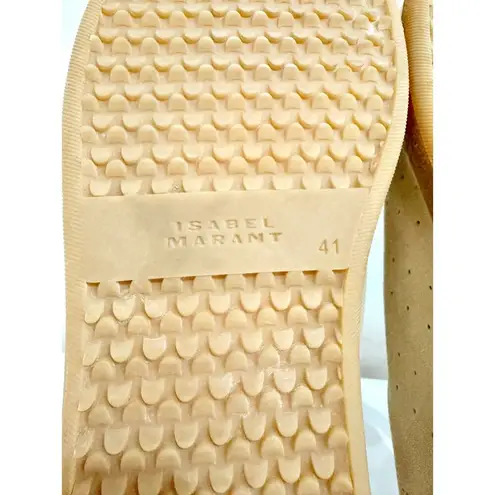 Isabel Marant Bryce Suede Perforated Low Top Sneakers Beige Womens 41 / US 10.5