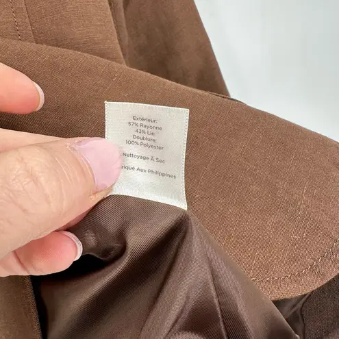 Talbots  Women's Linen‎ Blend Three Button Chocolate Brown Blazer Jacket Size 12