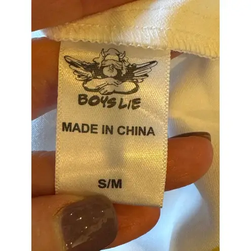 Boys Lie Shirt Women Medium White Satin Collared Button Down Bridezilla Top NWOT