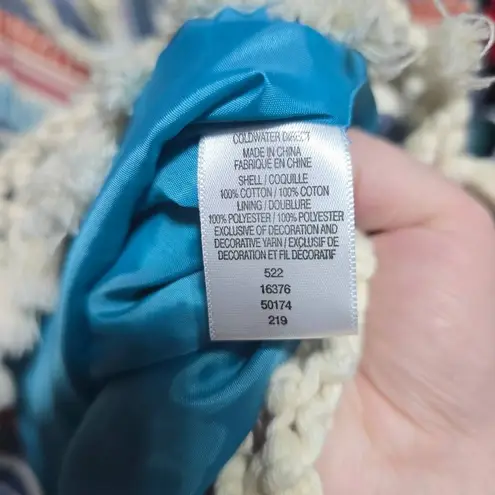 Coldwater Creek Multicolor Boho Fringe Tapestry Southwestern Jacket