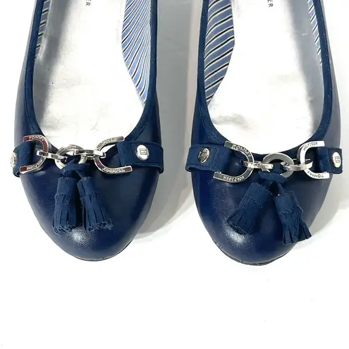 Tommy Hilfiger  Navy Slip On Ballet Tassel Flats Size 8