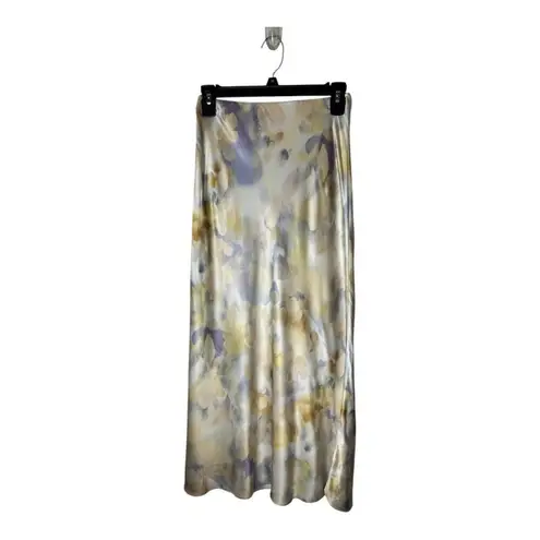 Rails Skirt Women XXS Ivory Satin Floral Diffused Blossom Anya Midi Boho Artsy