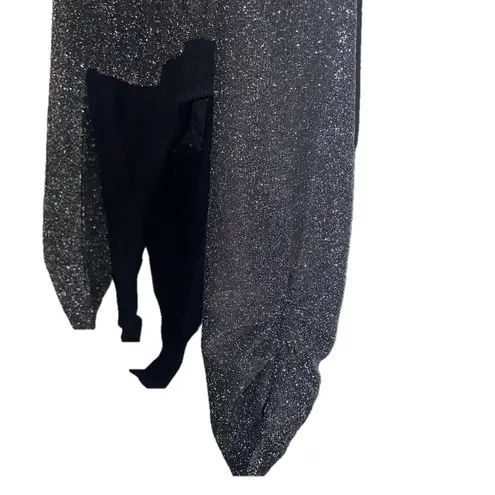 Kori NWT Bodysuit Women Small Metallic Lurex Knit Long Sleeve Sparkly Black NYE
