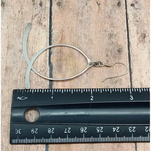 Art Deco Abstract Cross Bar STERLING 925 Statement Dangle Earrings Silver