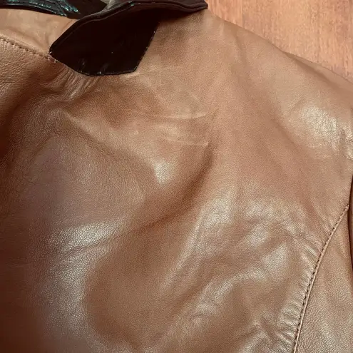 Frame Leather Jacket Snap Front Brown Size Small