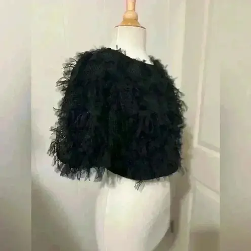 Endless Rose $90 Gridded Tulle Crop Top Black Short Sleeve Size Small Coquette