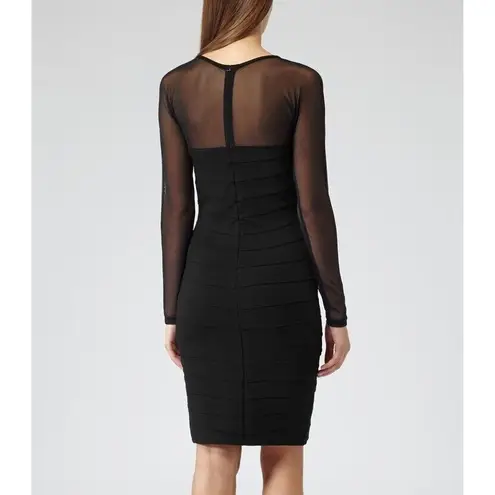 Reiss NWT Calo Mesh Sleeve Stretch Bodycon Black Dress Women's Size 2