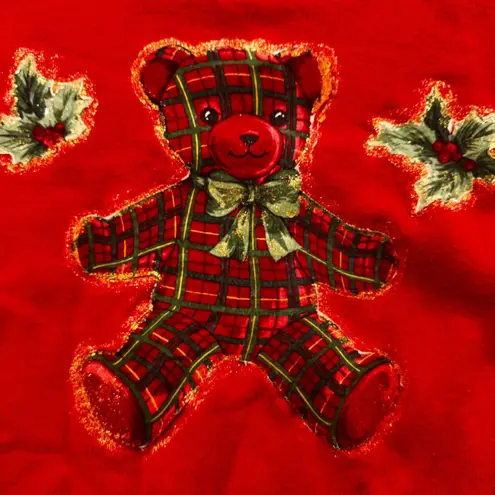 Hanes VTG Red Teddy Bear urgly Christmas Sweatshirt XXL Premium Weight holiday unisex
