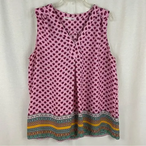 Violet+Claire Pink Mixed Print Boho Sleeveless Blouse Feminine Girly Gypsy