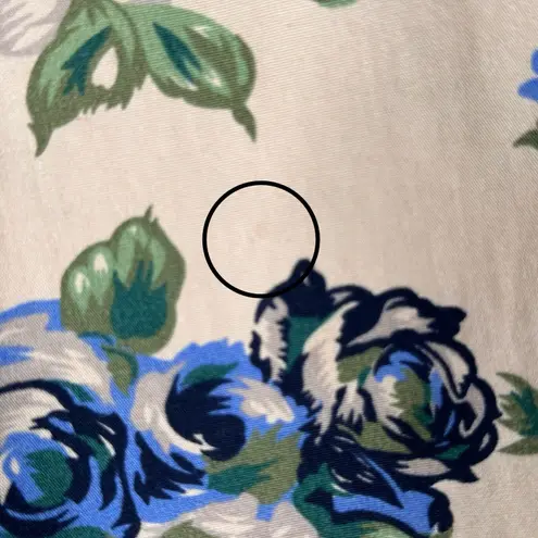 Sag Harbor Pants Small Beige Blue Floral Flowers Straight Crop Boho Cottagecore - Image 7