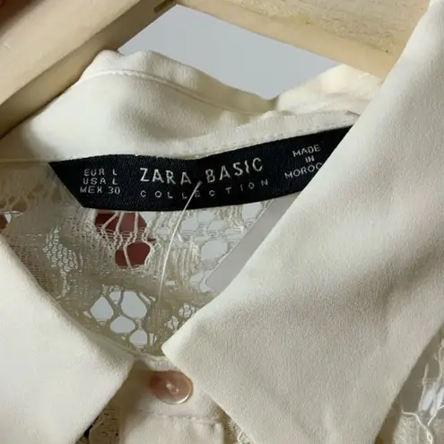 ZARA  Basic lace western vibes button shirt blouse Large‎ NWT