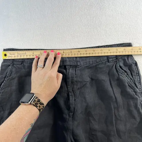 Rachel Roy XL Pants Linen Crop Tapered Leg Cargo Pocket Boho Grunge Lightweight Black