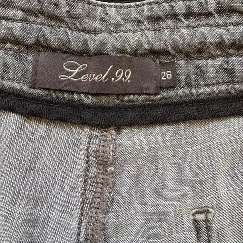 Level 99 Anthropologie Shorts Gray Linen Button Front Pockets Women's Size 26