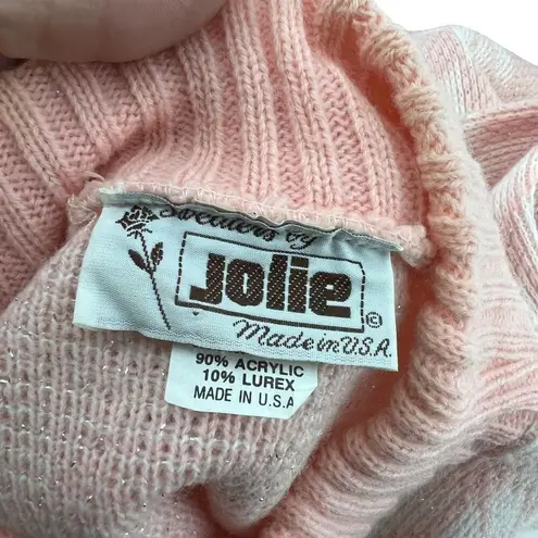 Vintage Jolie Baby Pink White Snowflake Pullover Jumper Sweater Size L