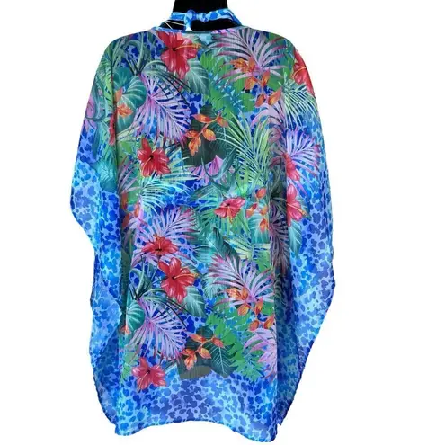 Bleu Rod Beattie 2 Piece  Tropical Flight Chiffon Cover-Up Caftan and Bikini Top