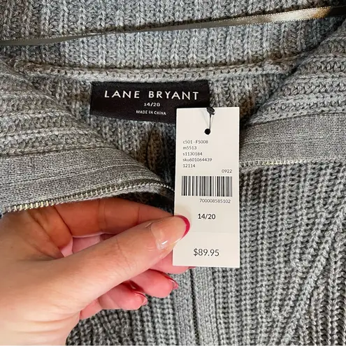 Lane Bryant NWT  Circle Half Zip Grey Knit Sweater Size 14-20 Oversized