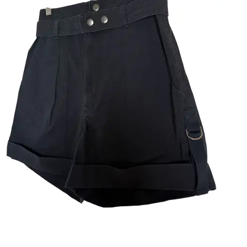 Isabel Marant Kalosco Belted Cotton Pleated High Waisted Shorts Midnight Small
