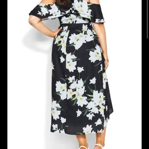 City Chic Black Elegant Floral Wrap Maxi Dress Sz.M(18) NWT