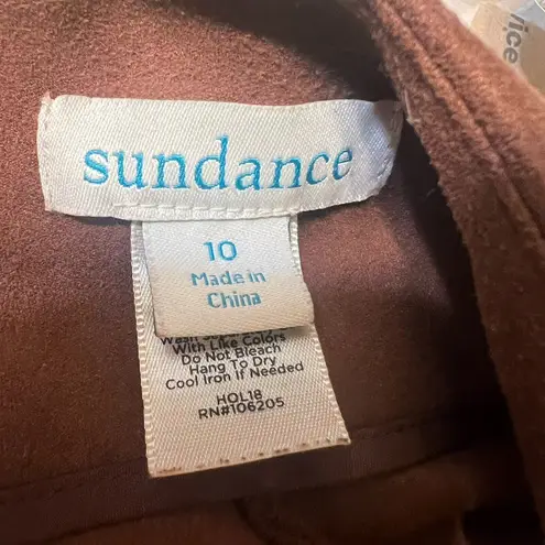 Sundance Faux Suede Luxe Dream Moto Leggings Sz 10 Brown Zipper Ankle Bohemian