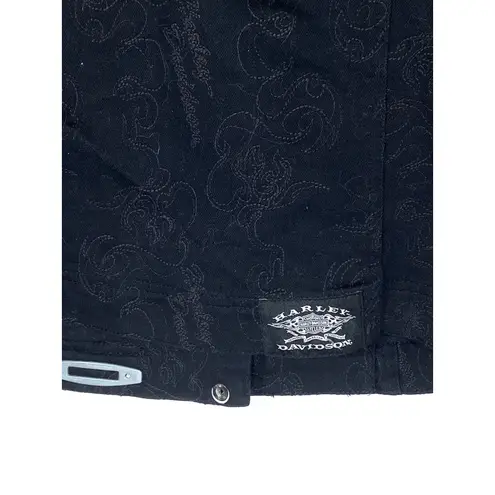 Harley Davidson Motorcycle Denim Jacket Women XS Black Biker Baddie Fall Grunge