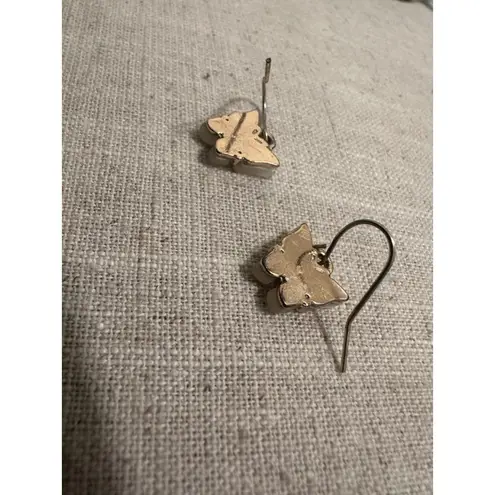 Butterfly Drop Earrings in White and Gold Mother of Pearl Style