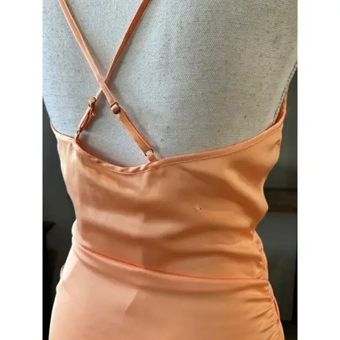 Ramy Brook Kiki Satin Cowl Neck Mini Dress Orange Womens Size 0