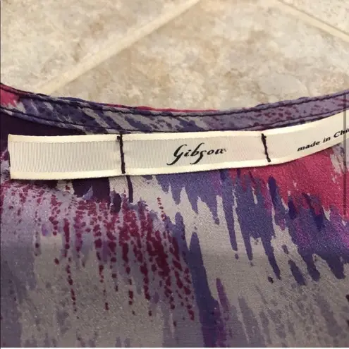 Gibson 🆕 silk watercolor short sleeve blou…