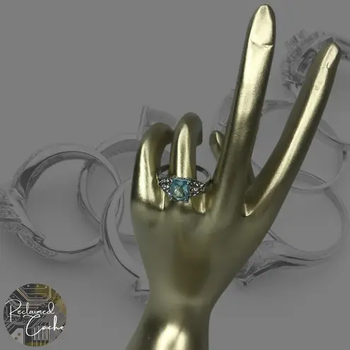 Light Blue Baguette Cut Ring