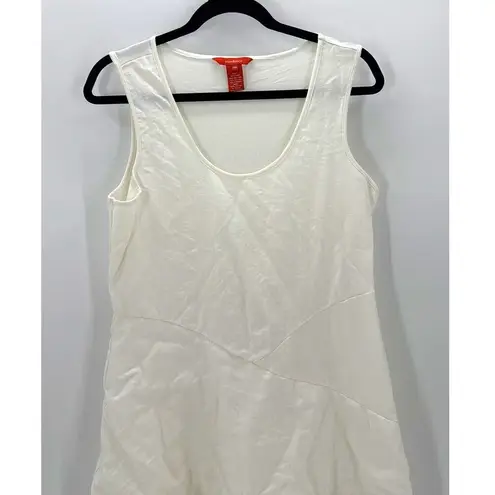 Sundance Linen Tiered off White Fit Flare Boho Layering Midi Tank Dress size PM
