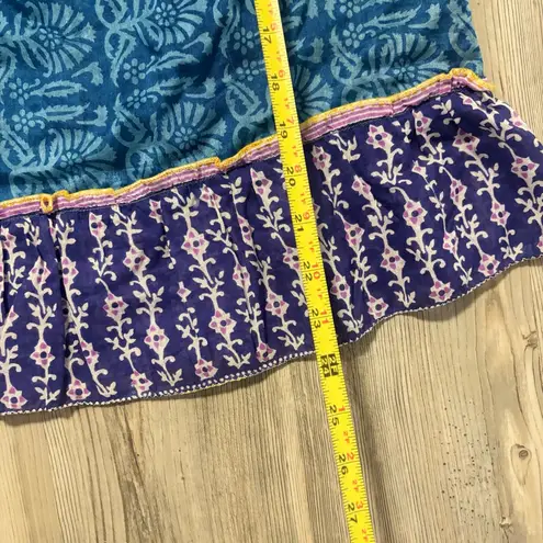 Gypsy Rose Boho Festival Tank Top Blue Purple Ruffle Hem