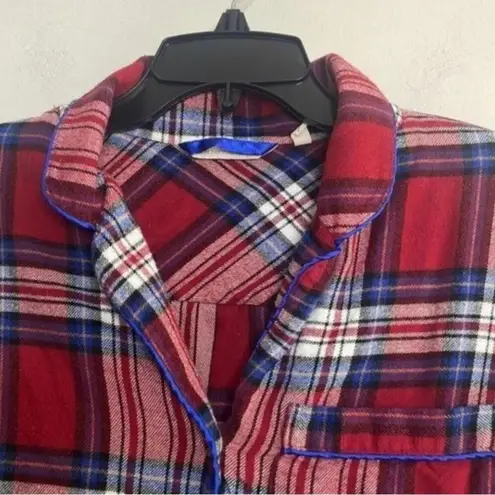 Soft Surroundings , red and blue plaid button up pajama top cotton blend - Image 2